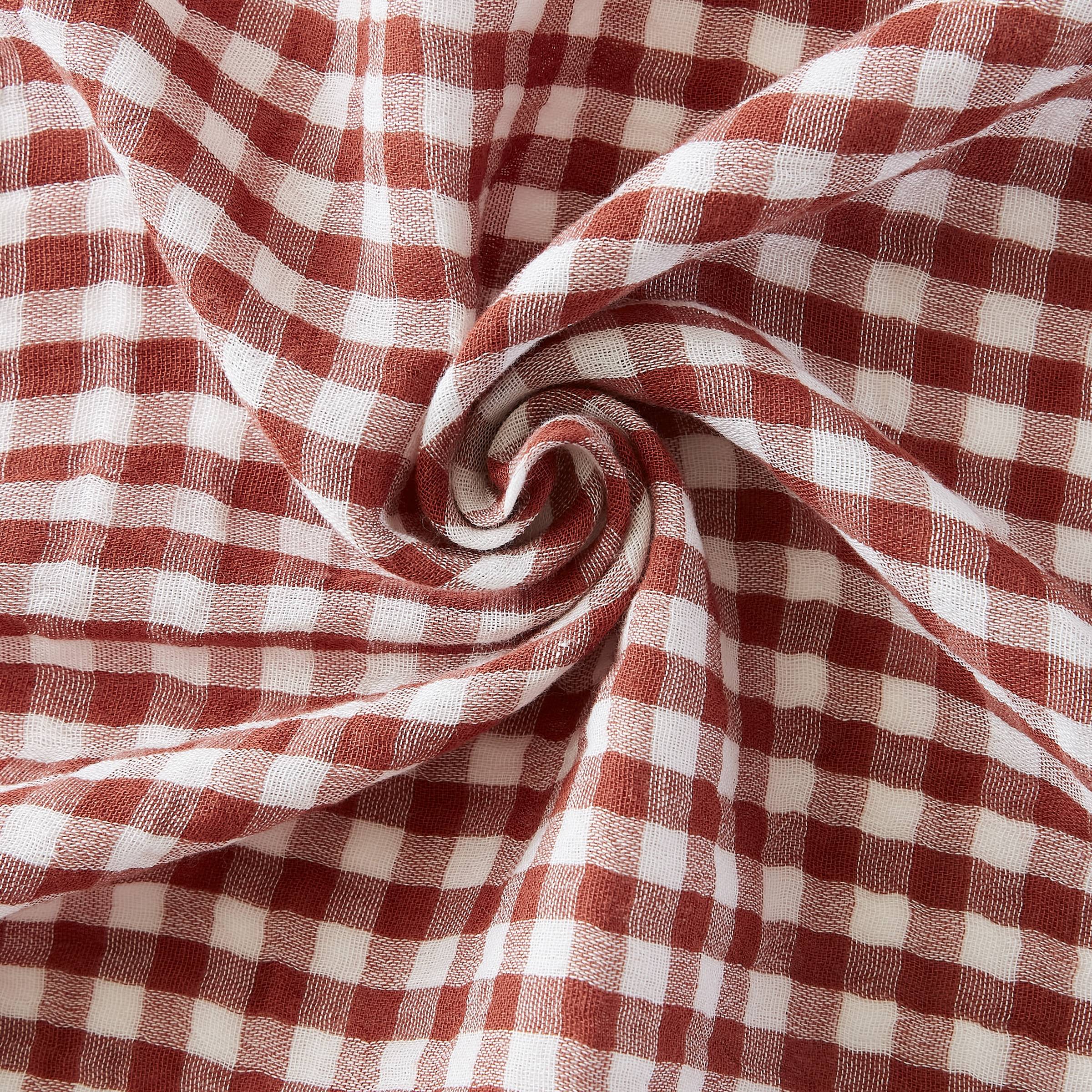 Terracotta gingham muslin duvet cover