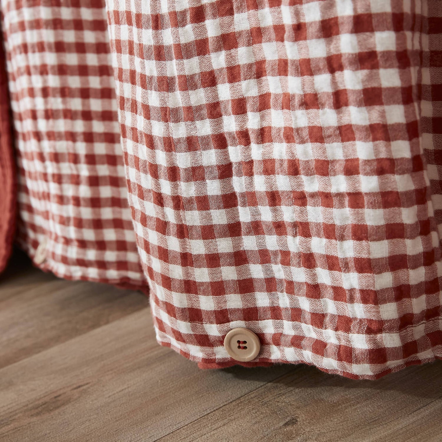 Terracotta gingham muslin duvet cover